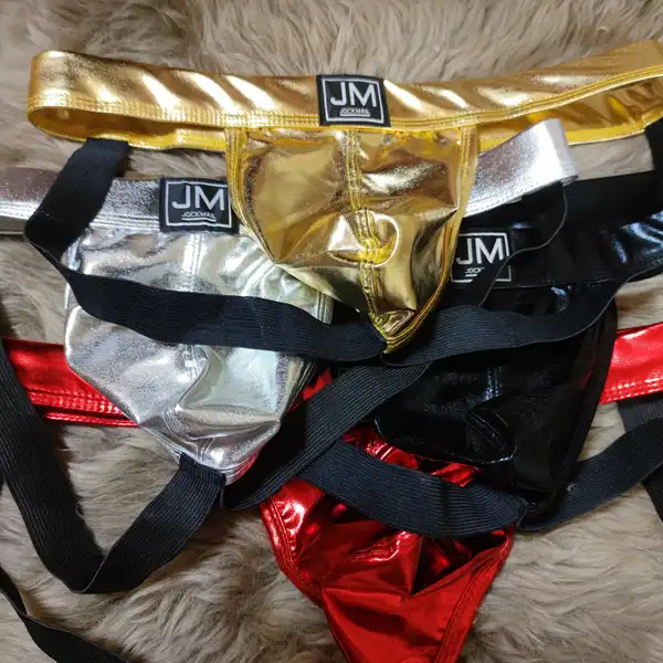 Pánské latex tanga - stříbrná